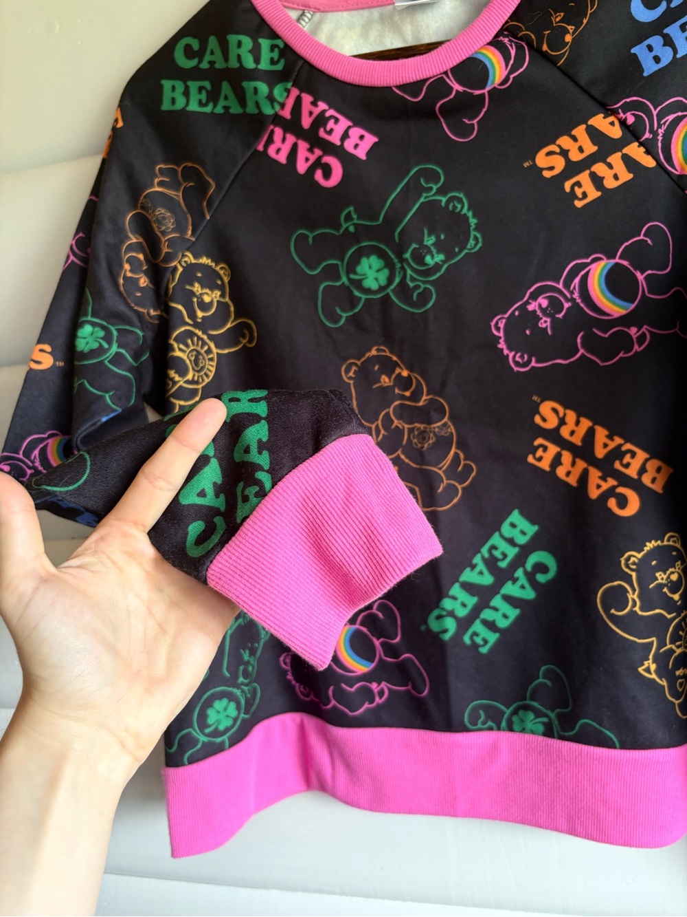 Care Bears All Over Print Fleece Sweatshirt Black Pink Medium - Picture 3 of 9